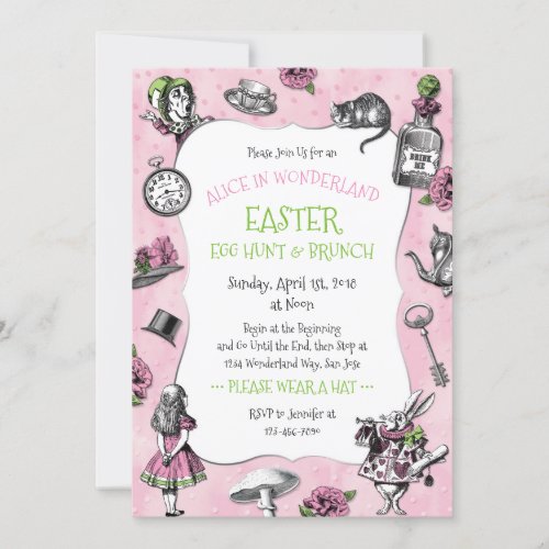 Alice in Wonderland Easter Brunch Invitation