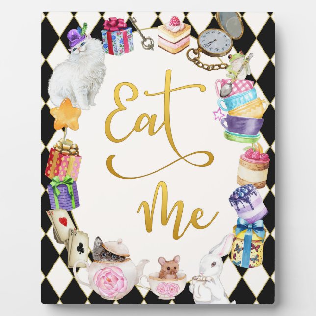 alice-in-wonderland-eat-me-food-table-sign-plaque-zazzle for Free Printable Alice In Wonderland Signs Alice in Wonderland Eat Me, Food Table Sign Plaque | Zazzle for Free Printable Alice In Wonderland Signs