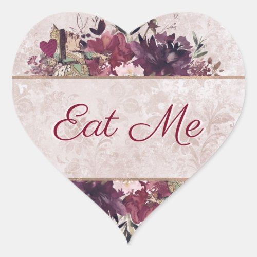 Alice in Wonderland Eat Me Tea Party Favor Heart Sticker