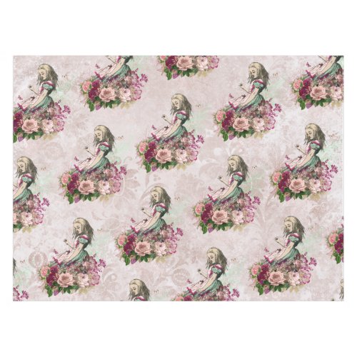 Alice in Wonderland Elegant Blush Pink Tea Party Tablecloth