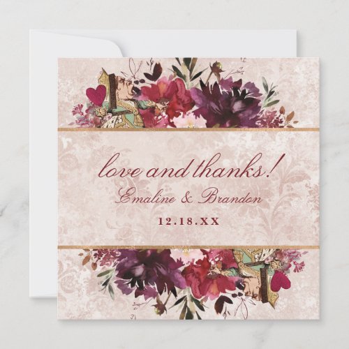Alice in Wonderland Elegant Love and Thanks Square Thank You Card