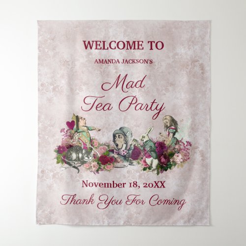 Alice in Wonderland Elegant Tea Party Welcome Tapestry