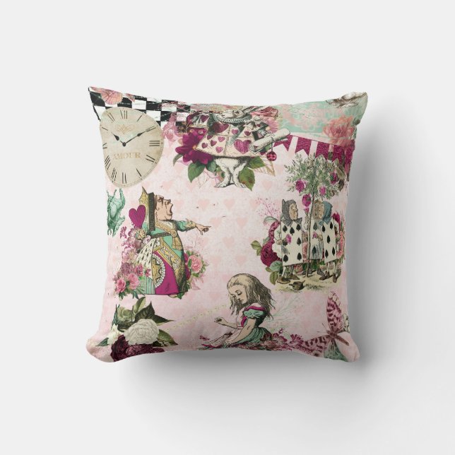 Alice in Wonderland Elegant Throw Pillow (Front)