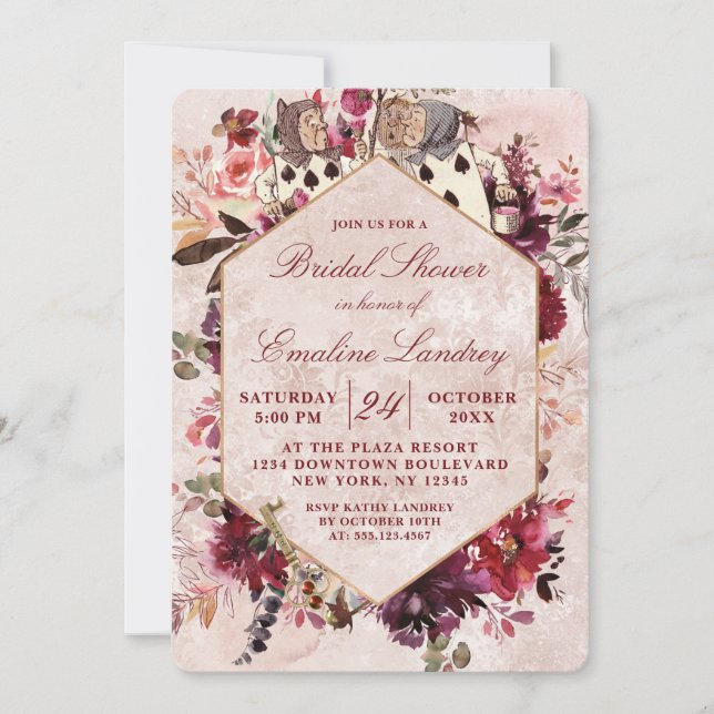 Alice in Wonderland Elegant Wedding Bridal Shower Invitation (Front)