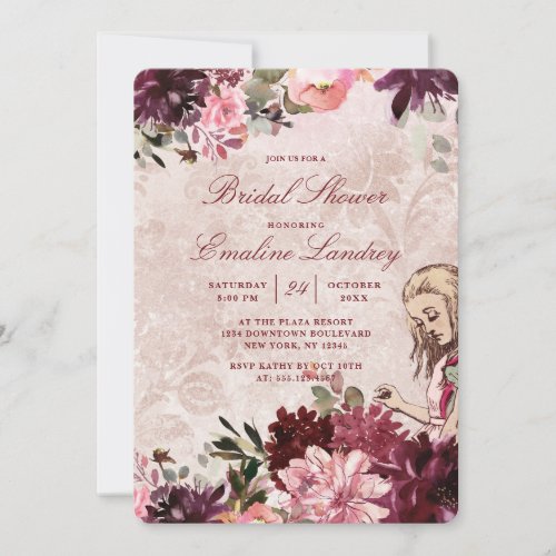Alice in Wonderland Elegant Wedding Bridal Shower  Invitation