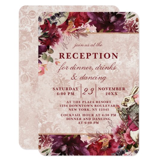 Alice In Wonderland Elegant Wedding Reception Invitation Zazzle Com