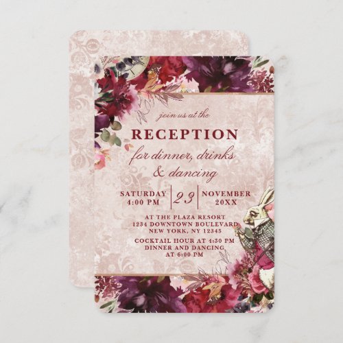 Alice in Wonderland Elegant Wedding Reception Invitation