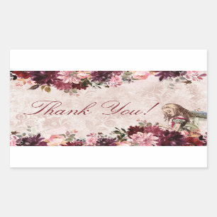 Alice in Wonderland Elegant Wedding Thank You Rectangular Sticker