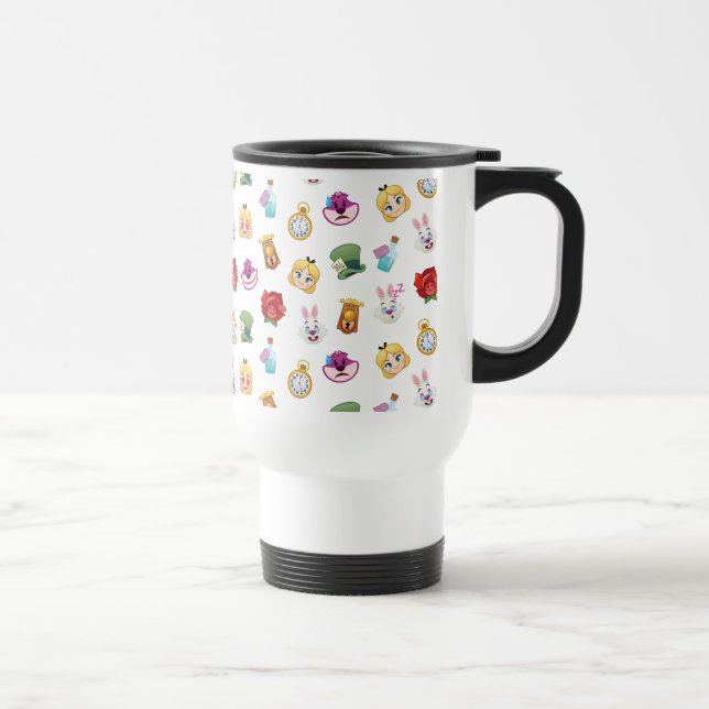Alice In Wonderland Emoji  Pattern Travel Mug (Right)
