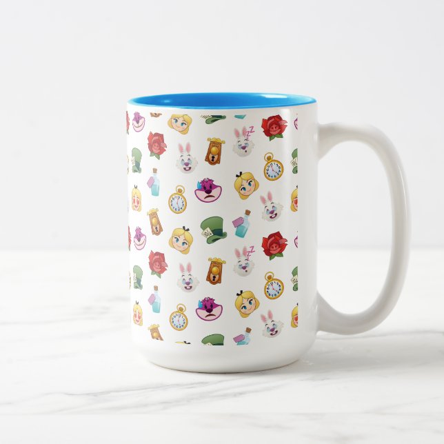 Alice In Wonderland Emoji  Pattern Two-Tone Coffee Mug (Right)