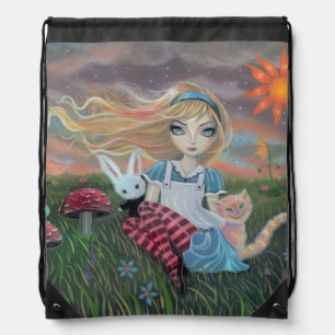 Alice in Wonderland Fairytale Art Drawstring Bag