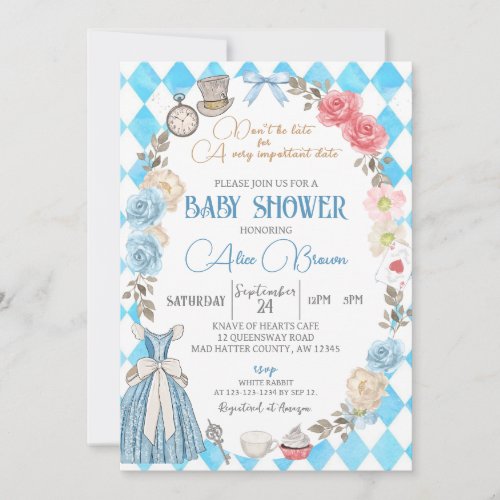 Alice in Wonderland Fairytale Baby Shower Invitation