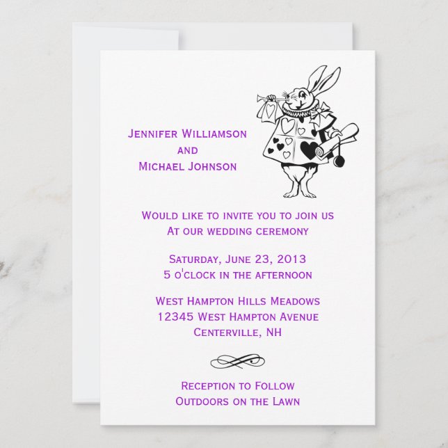 Alice In Wonderland Fairytale Modern Wedding Invitation (Front)