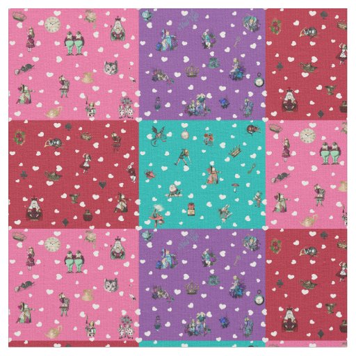 Alice in Wonderland Falling Hearts 4 in 1 Fabric