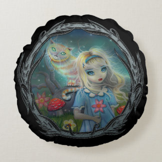 Alice in Wonderland Fantasy Art by Molly Harrison Round Pillow