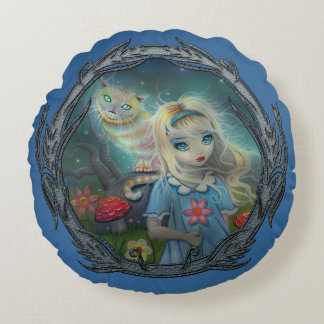 Alice in Wonderland Fantasy Art by Molly Harrison Round Pillow