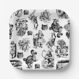 alice in wonderland fantasy illustration vintage paper plates