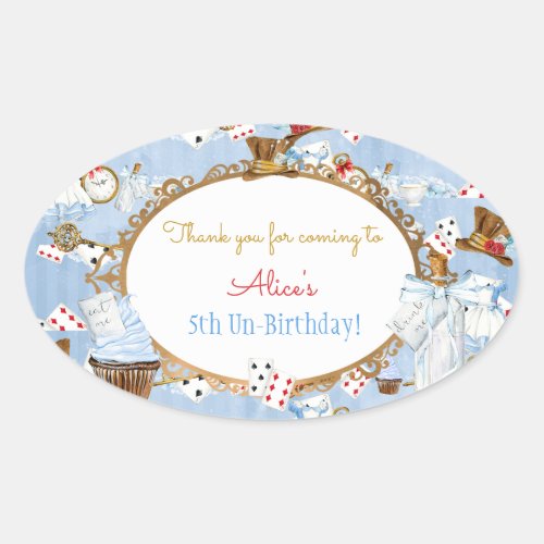 Alice in Wonderland Favor Gift Thank You Oval Sticker