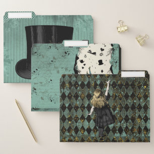 Alice in Wonderland File Folders Green Tinit