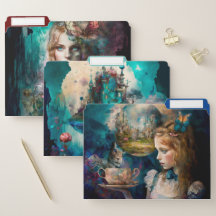 Alice in Wonderland File Folders Watercolor World