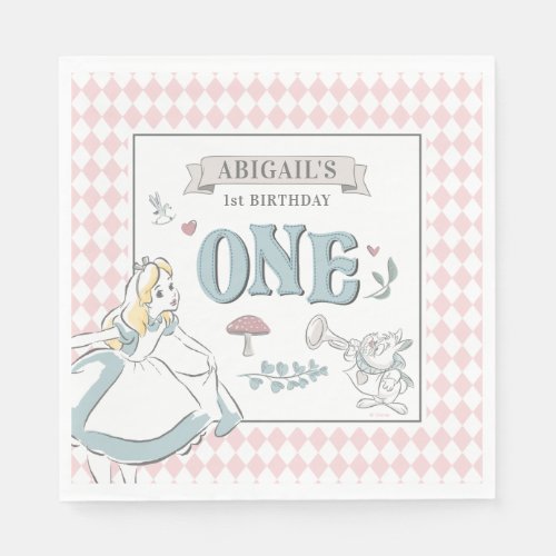 Alice In Wonderland  First Birthday Napkins