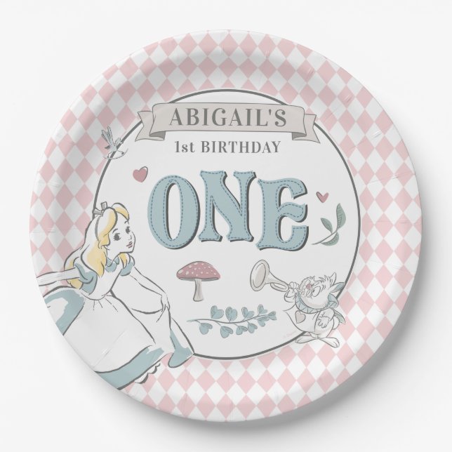 Alice In Wonderland | First Birthday Paper Plates (Front)