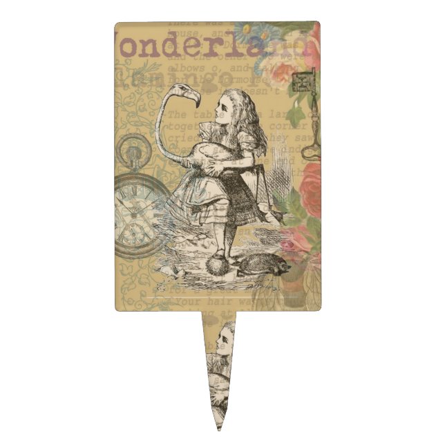 Alice in Wonderland Flamingo Classic Cake Topper (Front)