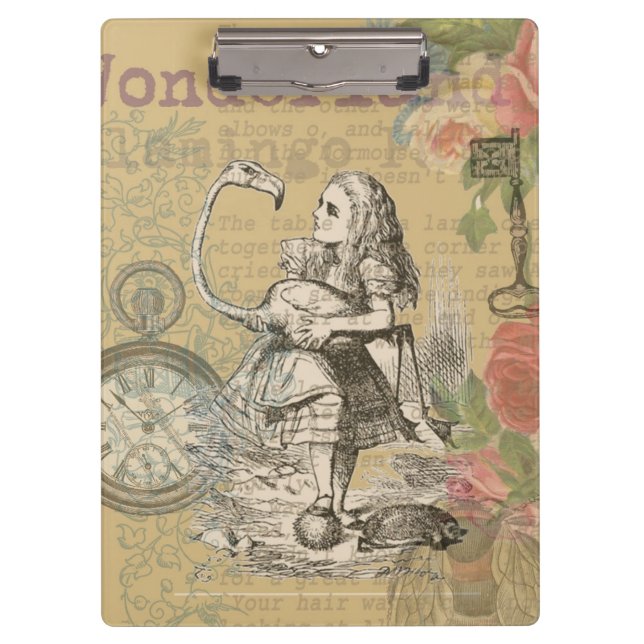 Alice in Wonderland Flamingo Classic Clipboard (Front)