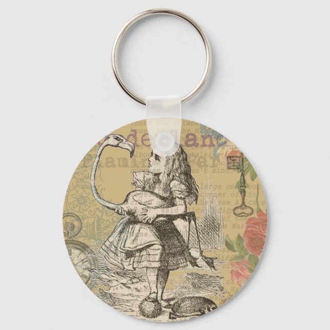 Alice in Wonderland Flamingo Classic Keychain (Front)