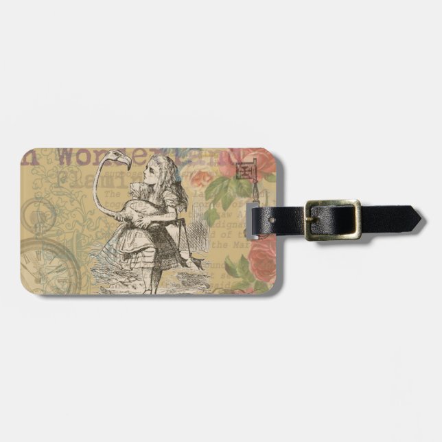 Alice in Wonderland Flamingo Classic Luggage Tag (Front Horizontal)