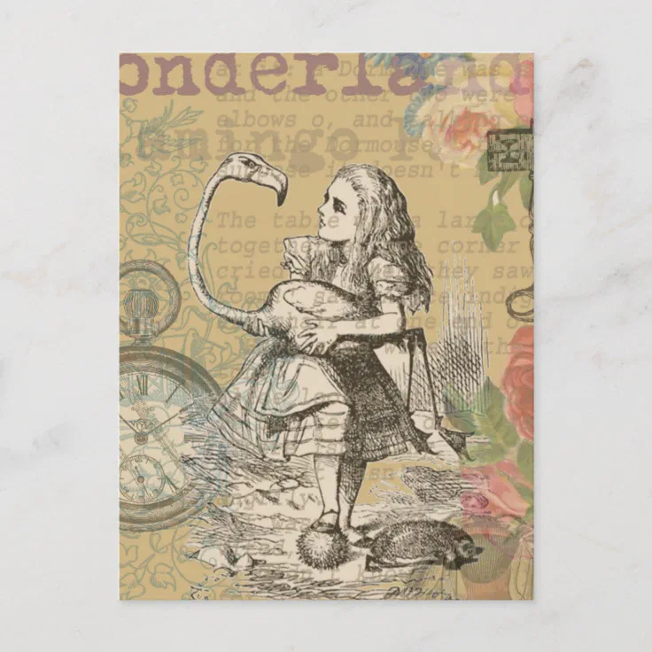 Alice in Wonderland Flamingo Classic Postcard Zazzle