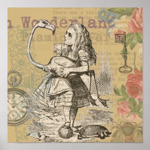 Alice in Wonderland Flamingo Classic Poster