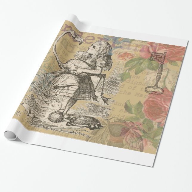 Alice in Wonderland Flamingo Classic Wrapping Paper (Unrolled)