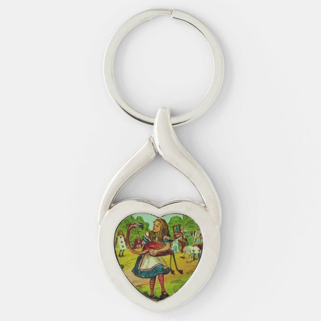 Alice in Wonderland Flamingo Croquet Keychain (Front)