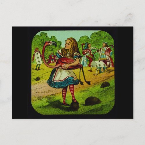 Alice in Wonderland Flamingo Croquet Postcard