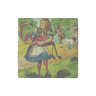 Alice in Wonderland Flamingo Croquet Stone Magnet