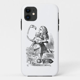 Alice in Wonderland flamingo croquet vintage print iPhone 11 Case