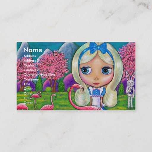 Customizable Alice in Wonderland &amp; Flamingos Business Card