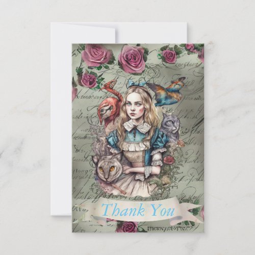 Alice in Wonderland Flat Thank You Card