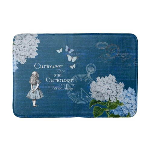 Alice in Wonderland Floral Blue Bathmat