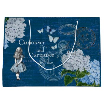 Alice In Wonderland Floral Blue Gift Bag by 13MoonshineDesigns at Zazzle