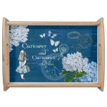 Alice In Wonderland Floral Blue Serving Tray at Zazzle