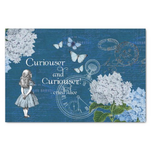 Alice in Wonderland Floral Blue Tissue Paper