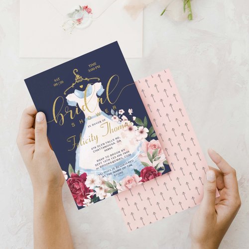 Alice In Wonderland Floral Dress Bridal Shower Invitation