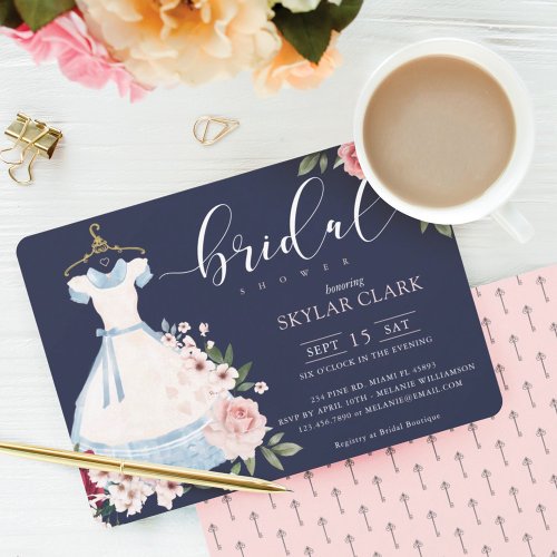 Alice In Wonderland Floral Dress Bridal Shower Invitation