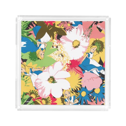 Alice in Wonderland Floral Pattern Acrylic Tray