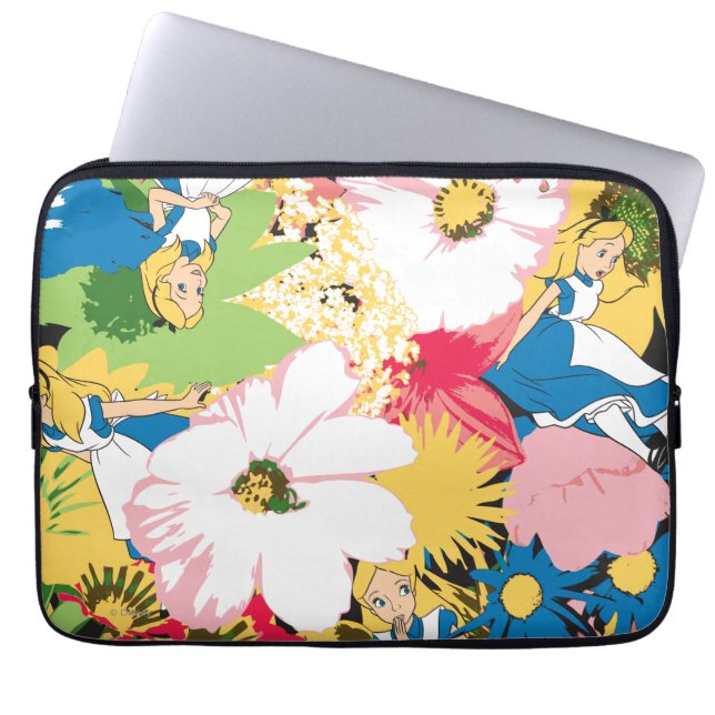 Alice in Wonderland Floral Pattern Laptop Sleeve (Front)