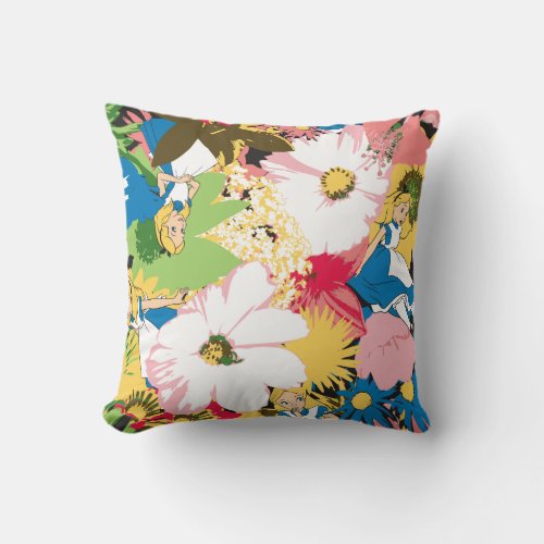 Alice in Wonderland Floral Pattern Throw Pillow