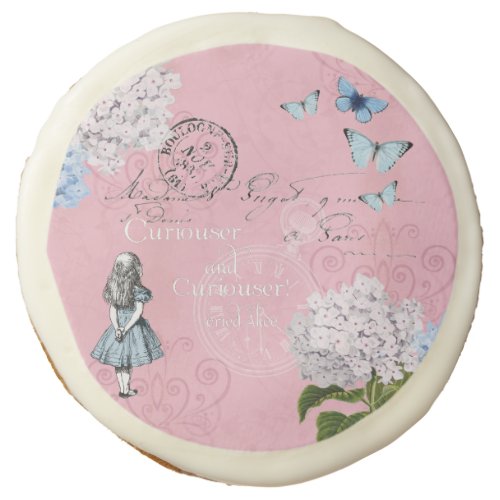Alice in Wonderland Floral Pink Blue Sugar Cookies