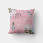 Alice In Wonderland Floral Pink Blue Throw Pillow at Zazzle